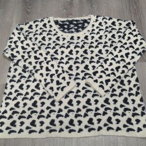 Glitzy Girl Women's 3X Black & Off White Leopard‎ Print Heavyweight Sweater 520